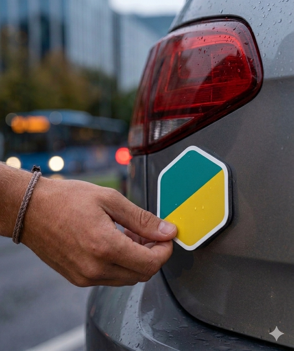 Alaikäisen kuljettajan tunnuksen asentaminen autoon